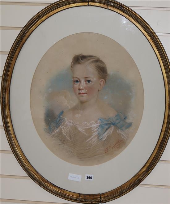 H. Crighton, pastel, portrait of a child, dated 1867, 52 x 44cm